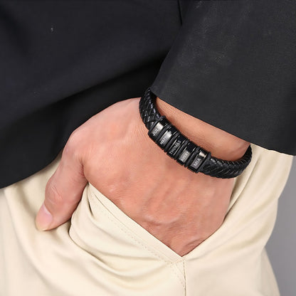 Family Forever - Pulsera de cuero personalizada