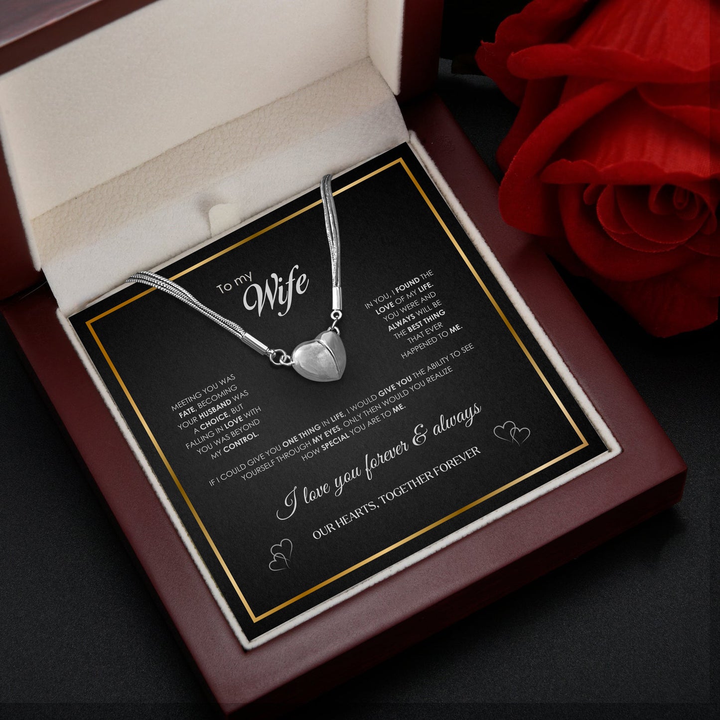 "Juntos para siempre" - Collar magnético Bond Heart con caja de regalo LED