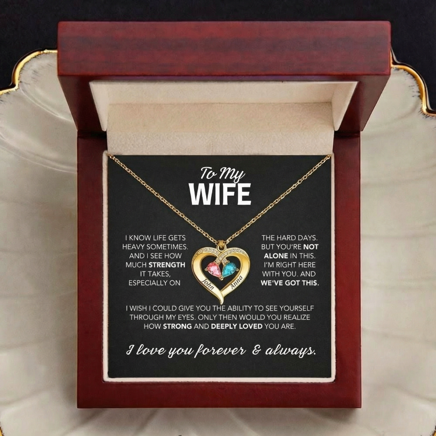 Siempre tuyo – Collar con corazón y piedra natal