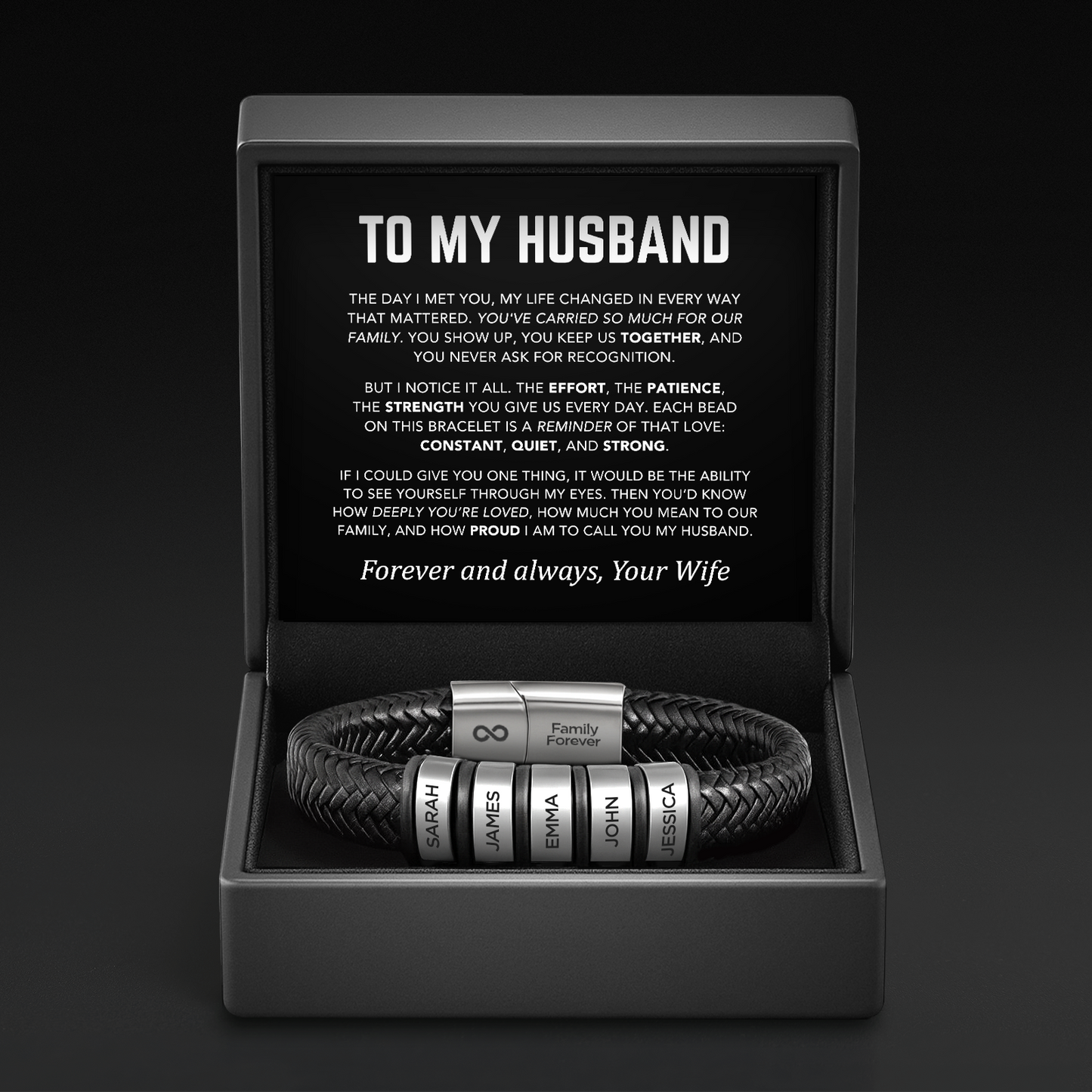 Family Forever - Pulsera de cuero personalizada