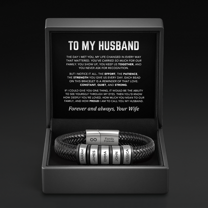 Family Forever - Pulsera de cuero personalizada