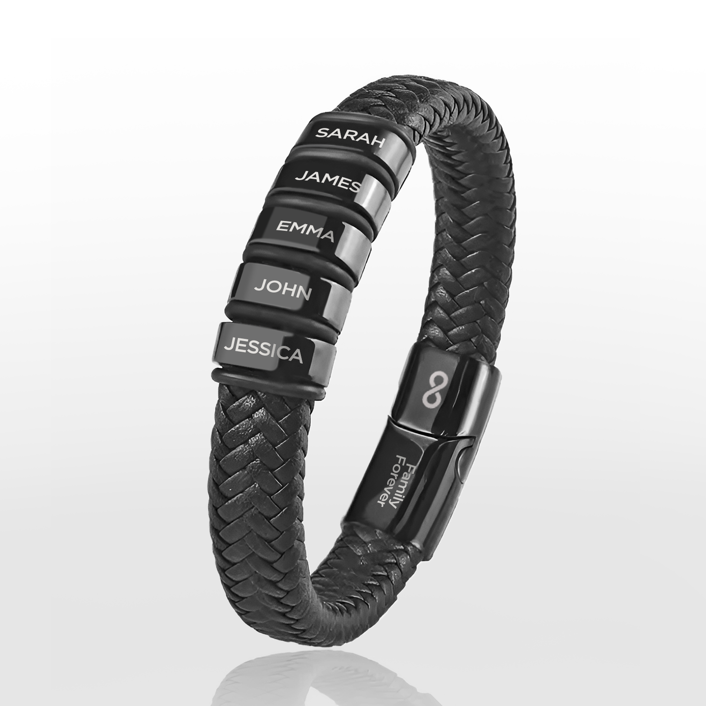 Family Forever - Pulsera de cuero personalizada