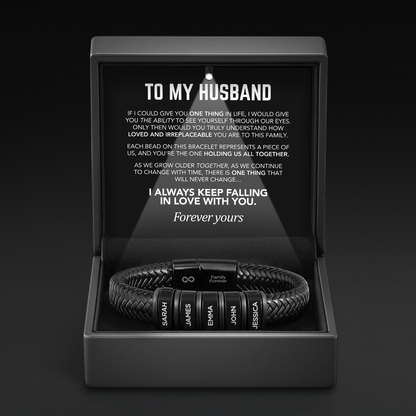 Family Forever - Pulsera de cuero personalizada