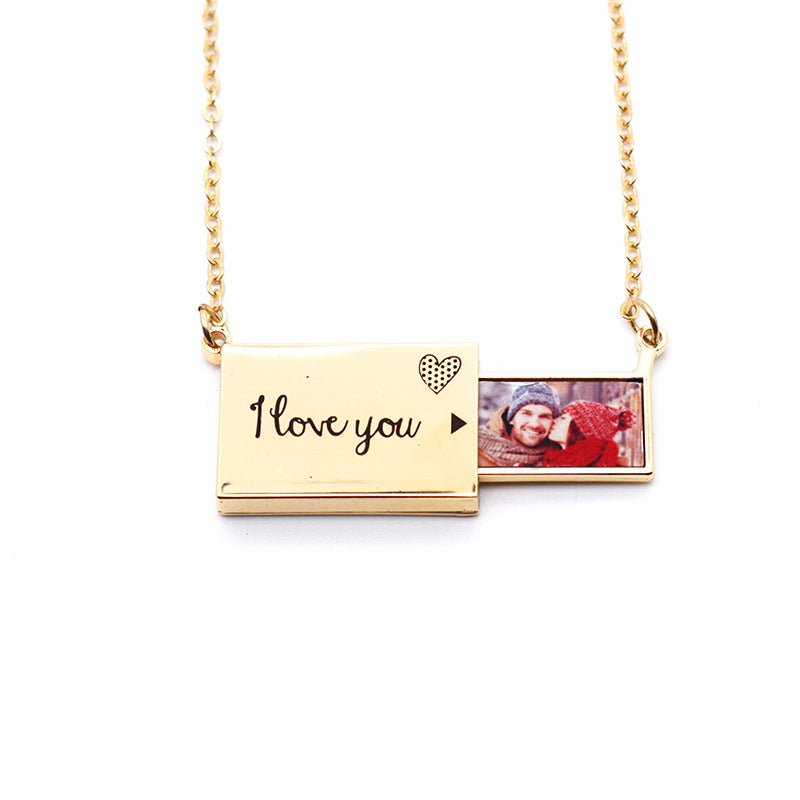 Foto personalizada Love Letter collar con caja de LED de lujo