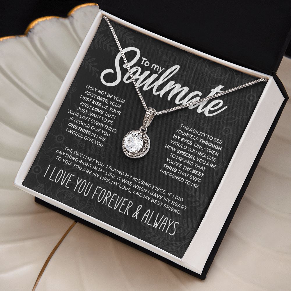 Colgante brillante "To My Soulmate" y caja de regalo