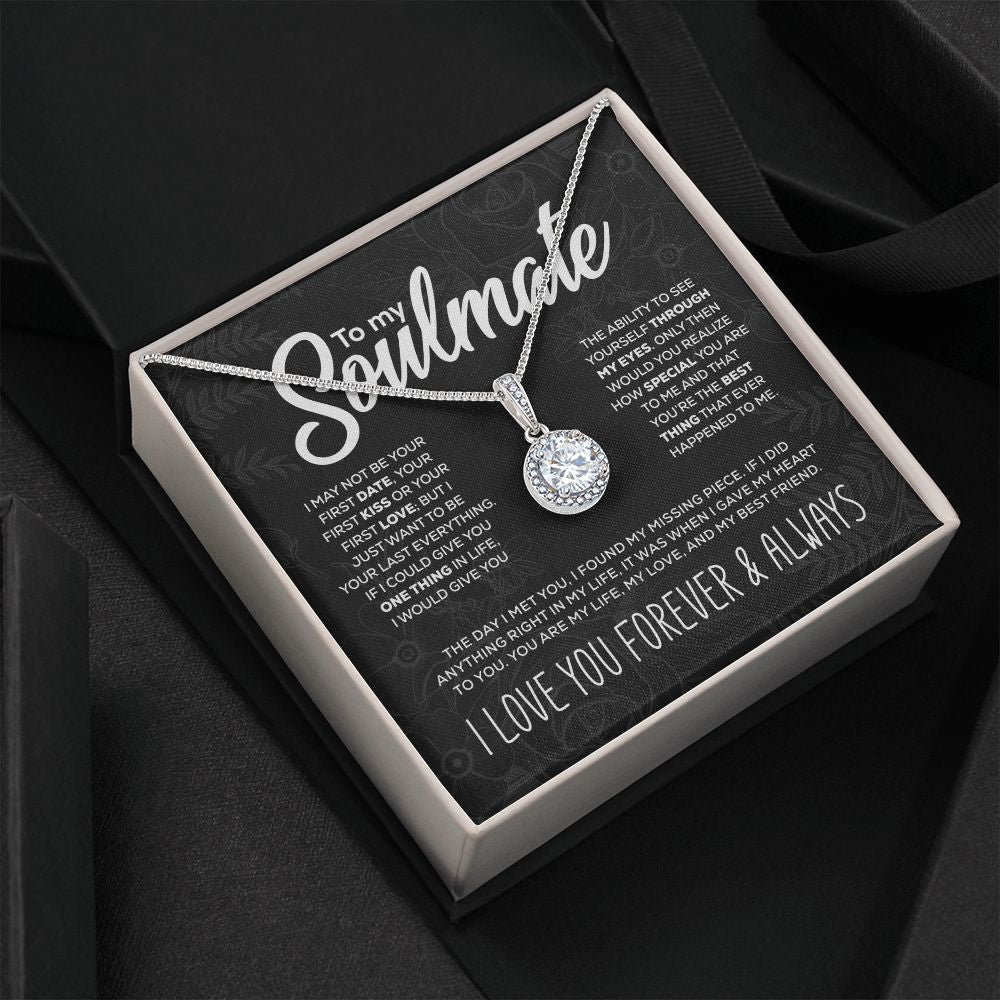 Colgante brillante "To My Soulmate" y caja de regalo