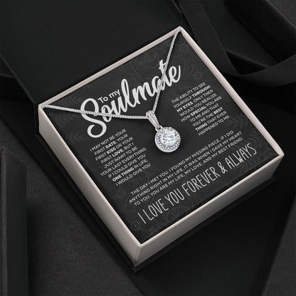 Colgante brillante "To My Soulmate" y caja de regalo