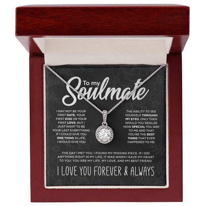Colgante brillante "To My Soulmate" y caja de regalo