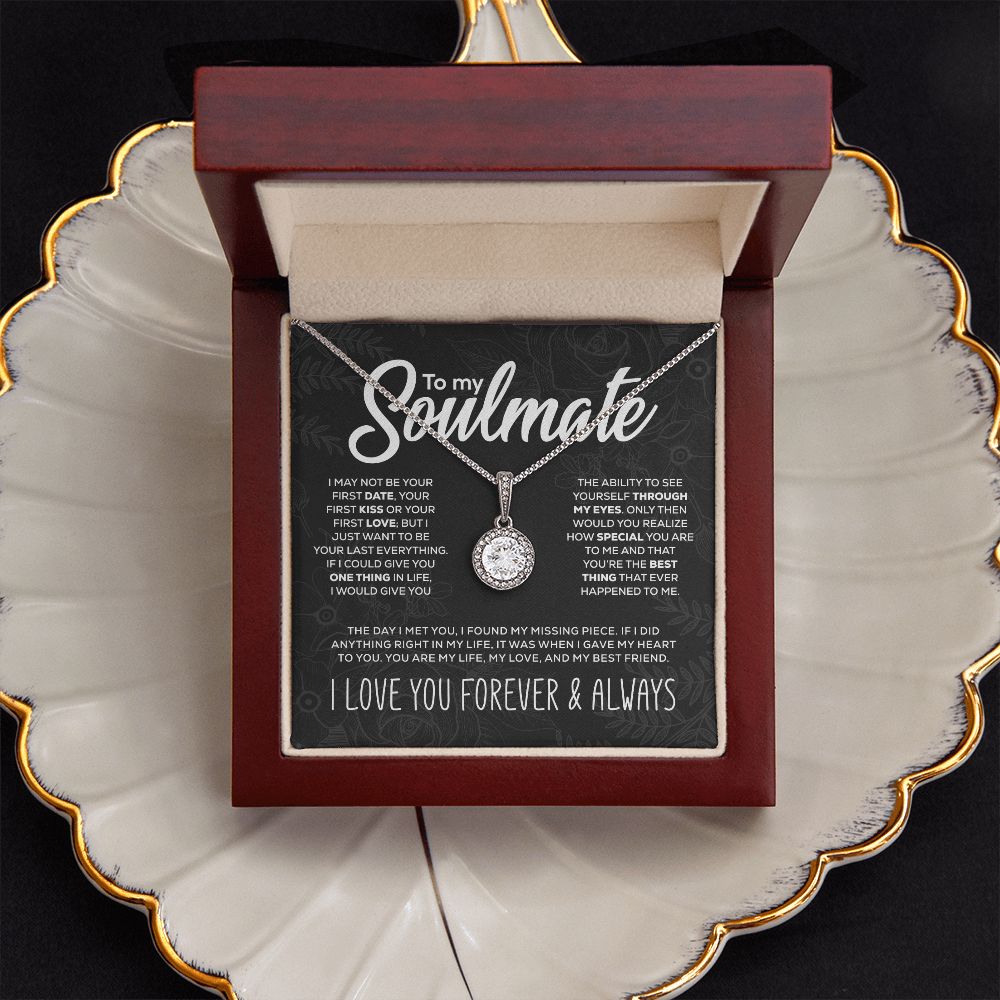 Colgante brillante "To My Soulmate" y caja de regalo