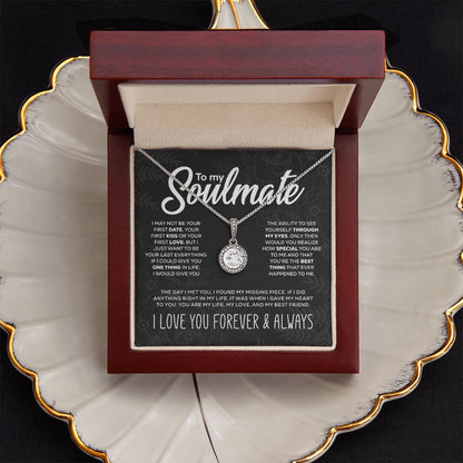Colgante brillante "To My Soulmate" y caja de regalo